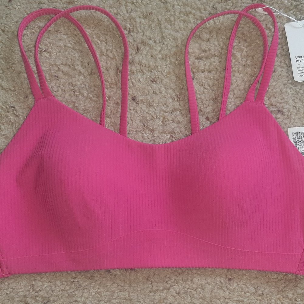 NEW WOMENS LULULEMON LIKE A CLOUD RIBBED BRA - SIZE 8 - SONIC PINK - SOLD OUT